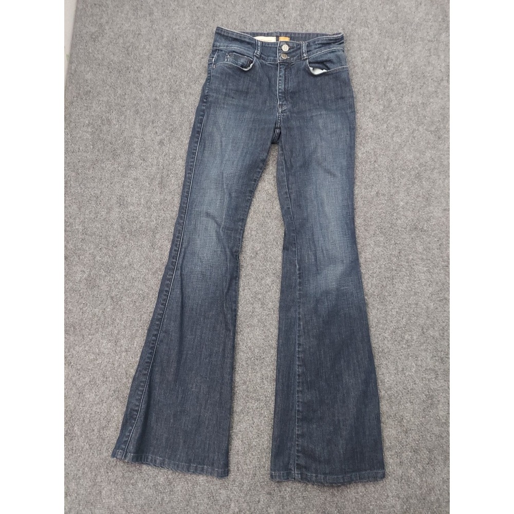 Pilcro Flare Jeans Womens 26 Blue Bell Boot Low Rise Dark Wash Stretch Denim